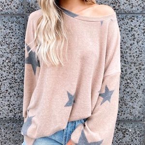 NWT Marissa Star Brushed Knit Oversized Pullover
